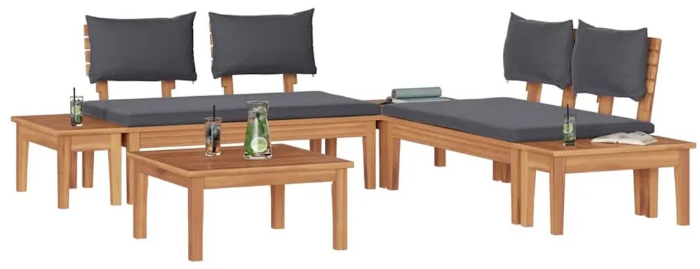 Conjunto de Bancos de Jardim com cortinas 3 pcs
