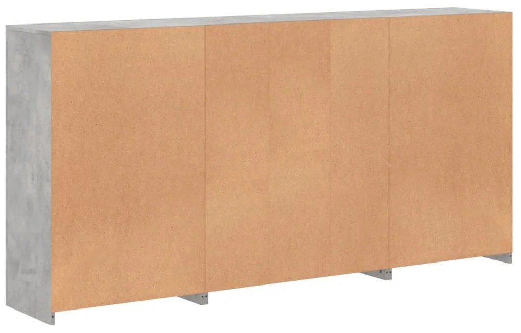 Aparador com luzes LED 202x37x100 cm cinzento cimento