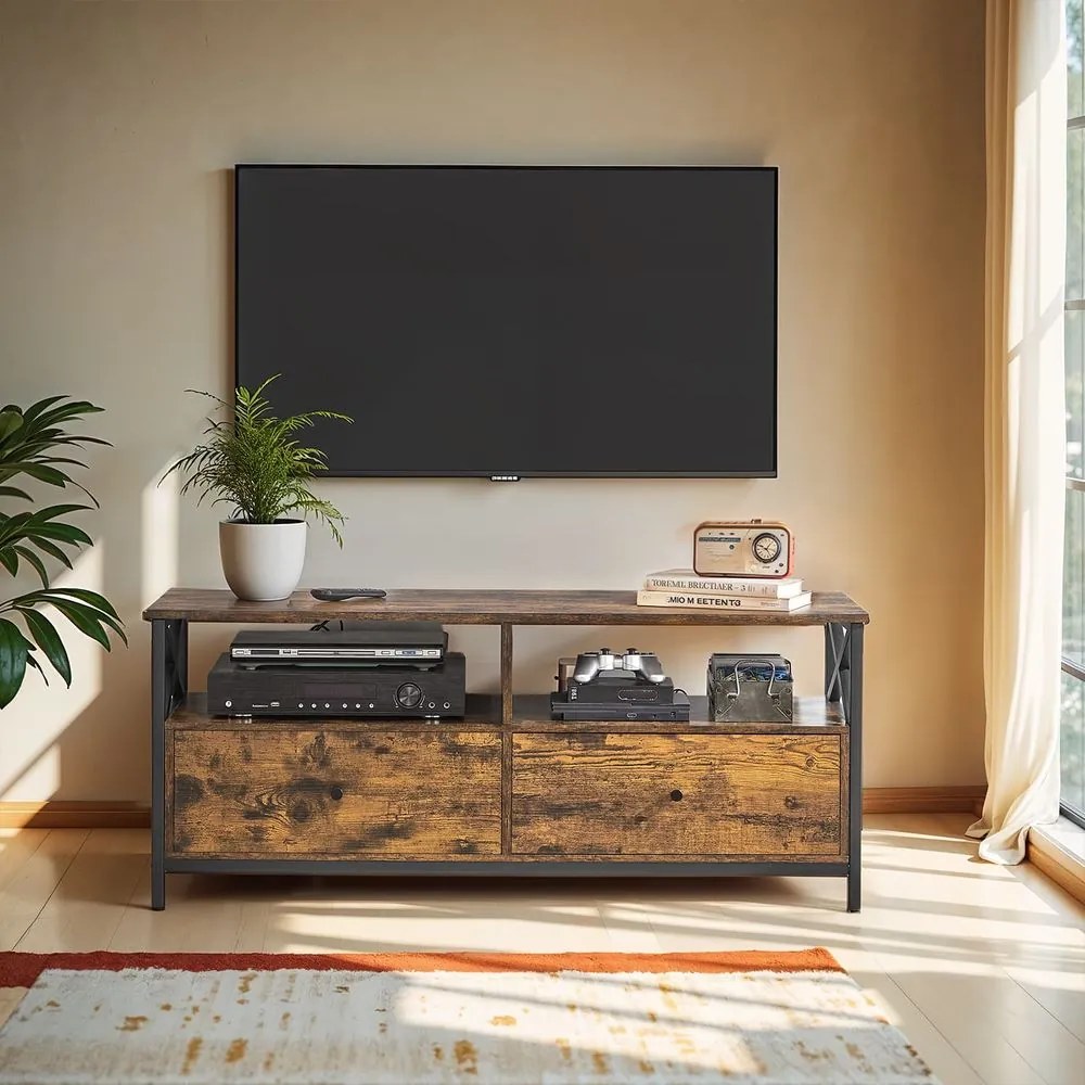 Móvel TV até 55 polegadas 120 x 40 x 50 cm castanho vintage-preto