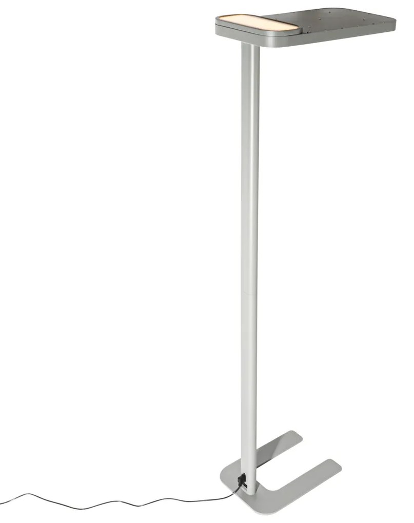 Candeeiro de pé de luz diurna cinzento quadrado com LED e regulador de intensidade - Guzo Moderno