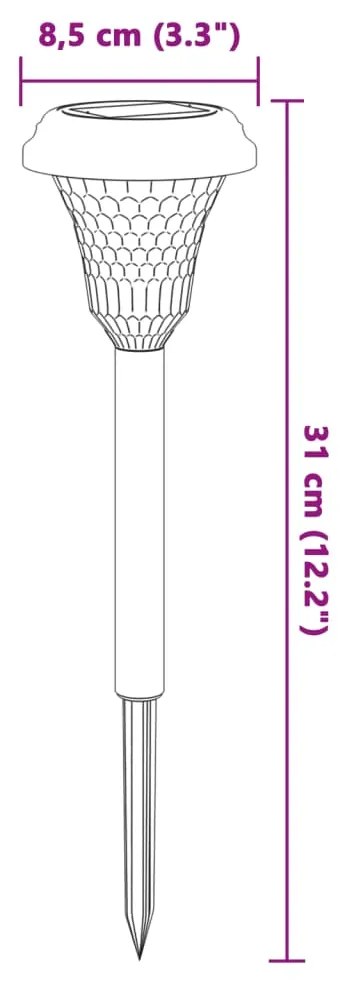 Luzes solares para caminhos com espigões 12 pcs branco