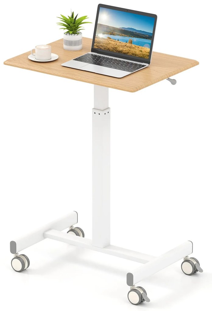 Estação de trabalho portátil dobrável para computador, com gancho e porta-copos - Natural