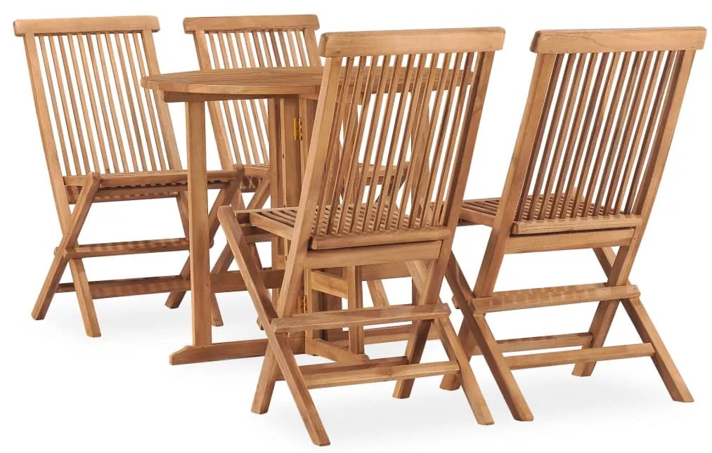 5 pcs conjunto jantar dobrável p/ exterior madeira teca maciça
