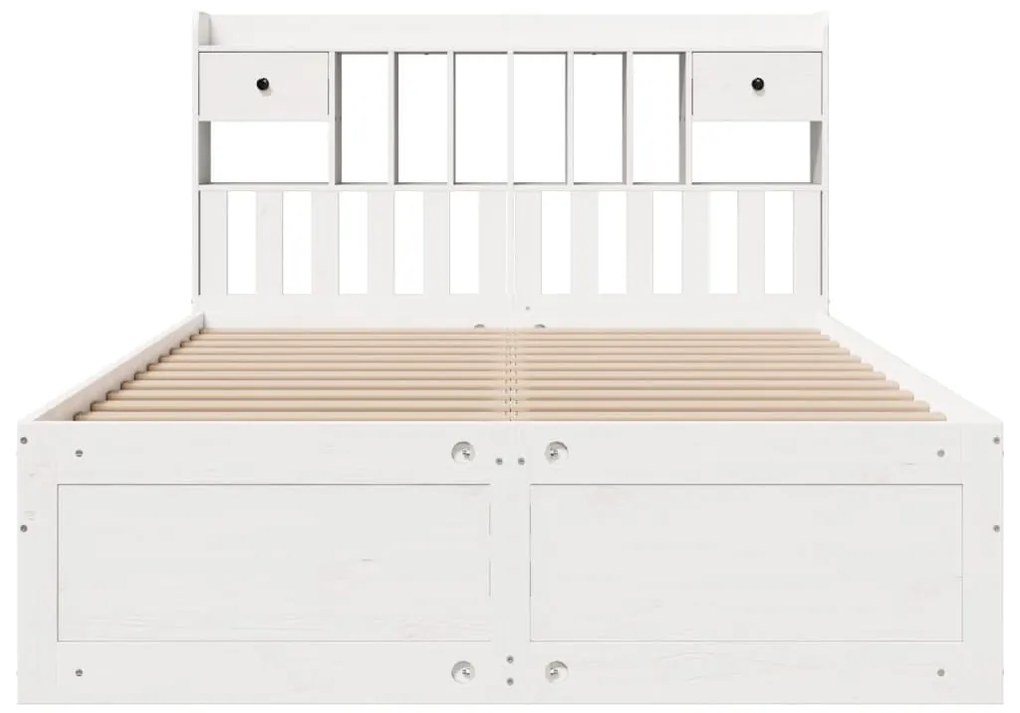 Cama com estante sem colchão 140x200 cm pinho maciço branco