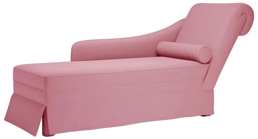 Chaise lounge c/ reforço/apoio de braços direito veludo rosa