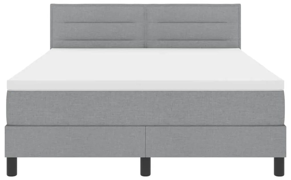 Cama Box com Colchão e Luz LED Cinza Claro 160x200 cm Tecido