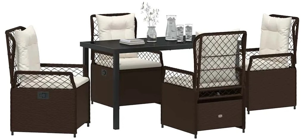 Conjunto de Jantar de Jardim 5 Peças em Rattan Sintético Castanho
