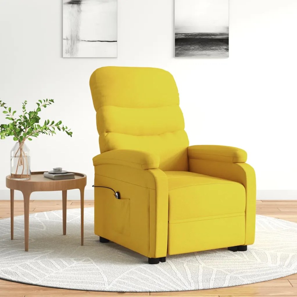 vidaXL Poltrona elevatória tecido amarelo-claro