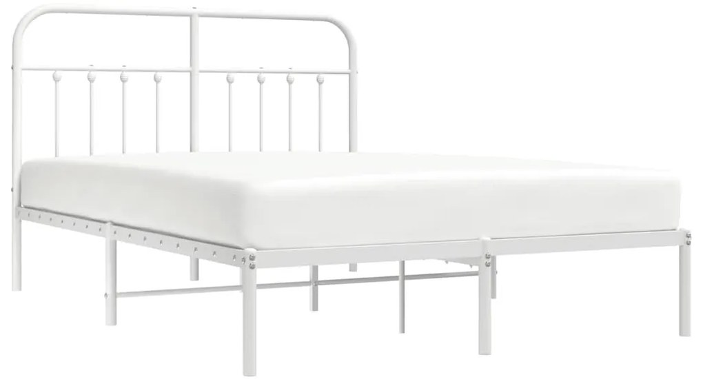 Estrutura de cama com cabeceira 135x190 cm metal branco