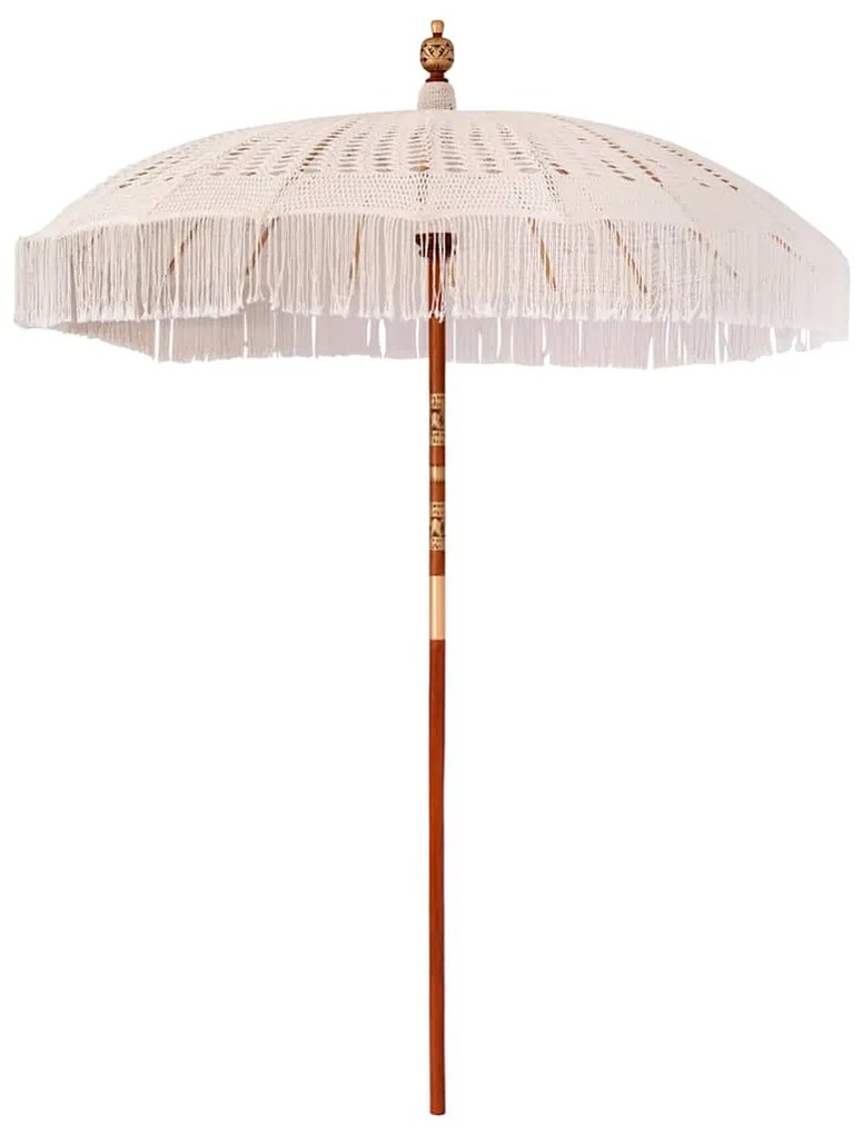 vidaXL Guarda-sol Outros Creme x 250 cm Algodão e madeira sólida