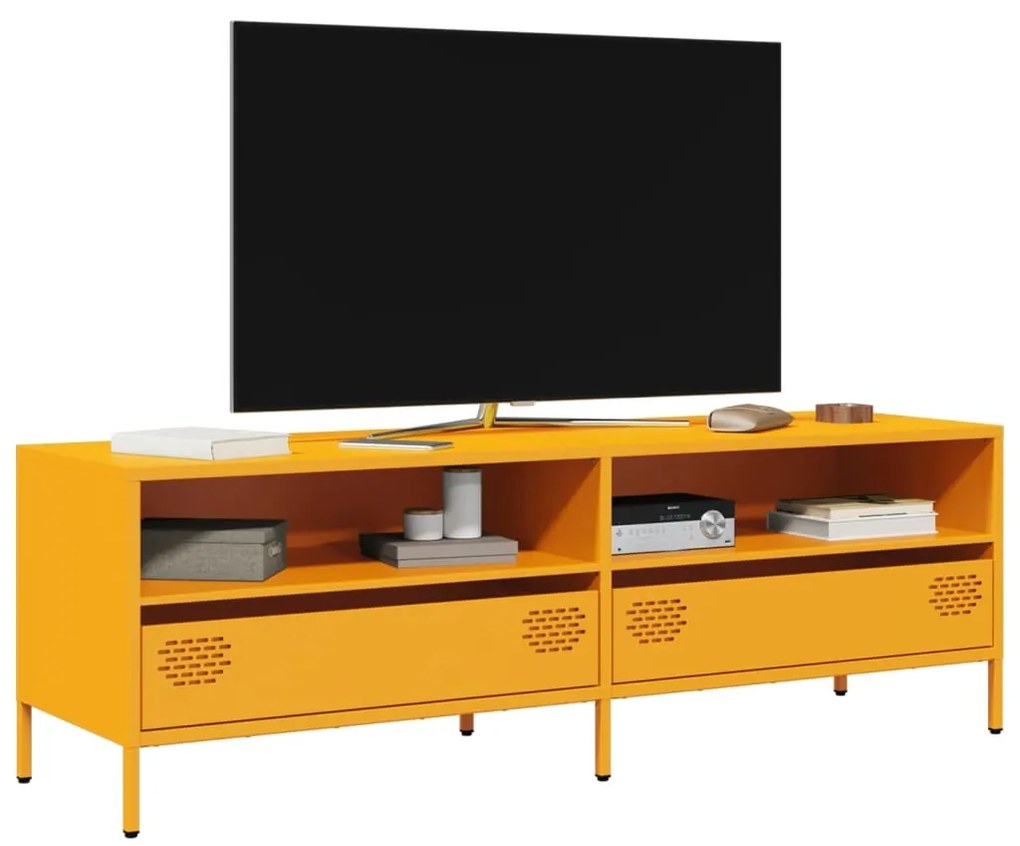 Móvel de TV 135x39x43,5 cm aço laminado a frio amarelo mostarda