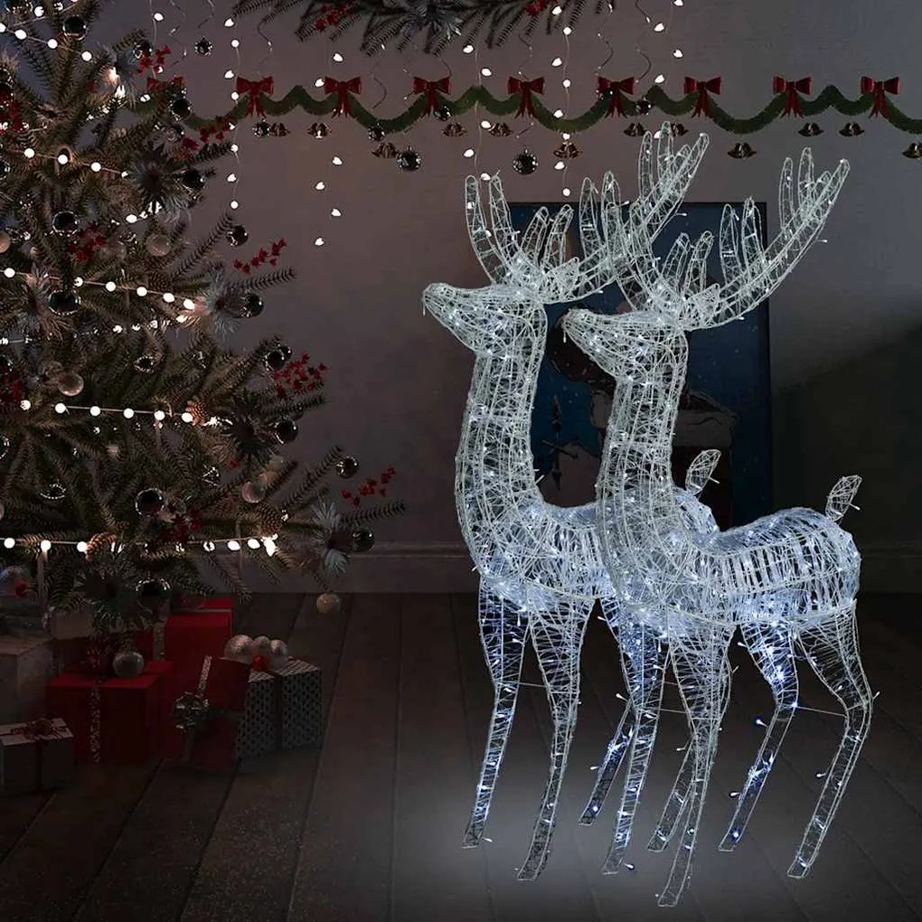 vidaXL Renas de Natal XXL 2pcs 250 LEDs 180 cm acrílico branco frio