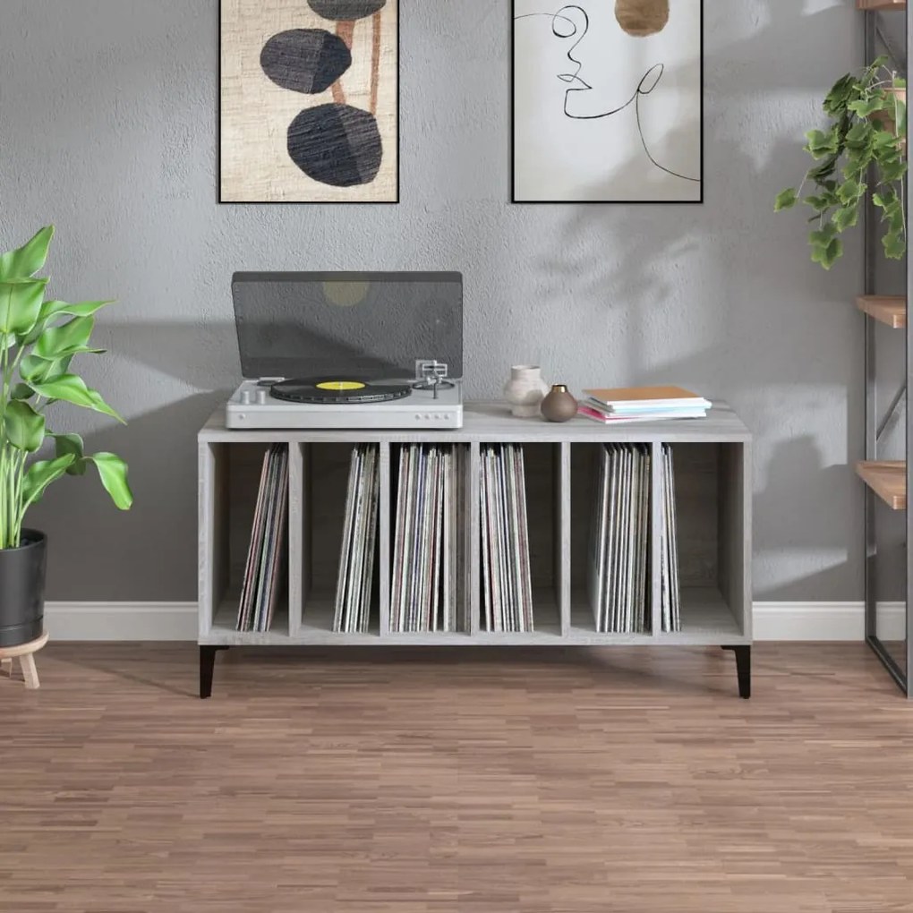 Armário p/ discos 100x38x48cm derivados madeira cinzento sonoma