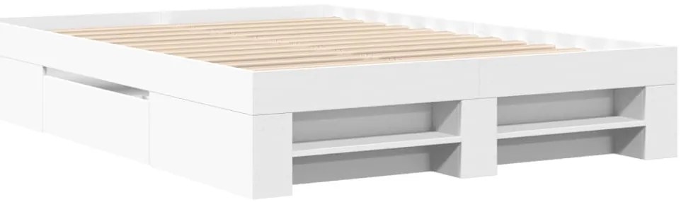 Estrutura de cama 140x200 cm derivados de madeira branco