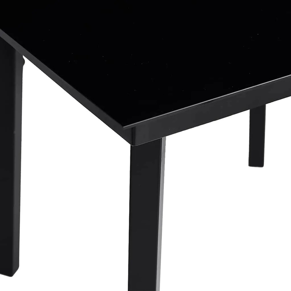 Conjunto de jantar jardim 5 peças almofadas vidro vime PE preto