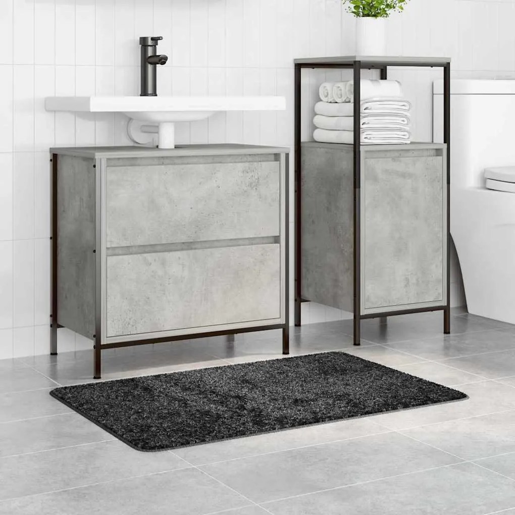 Tapete de Banho Retangular Cinza Escuro 60x90 cm Polipropileno Antider
