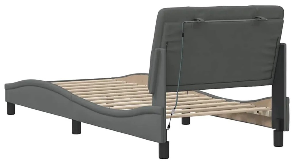 Estrutura de cama com LED sem colchão 90x190 cm tecido