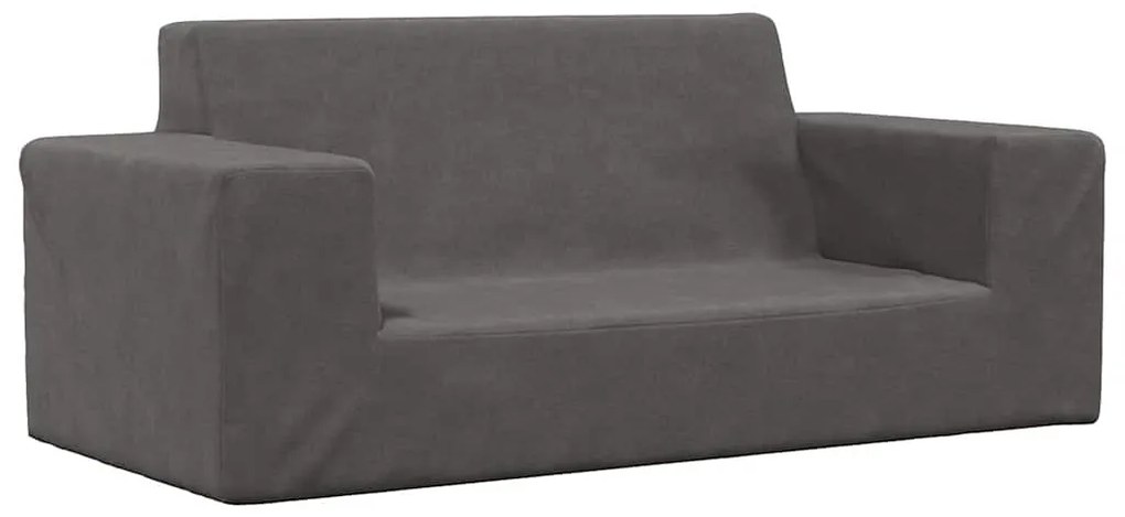 vidaXL Sofá infantil de 2 lugares pelúcia antracite