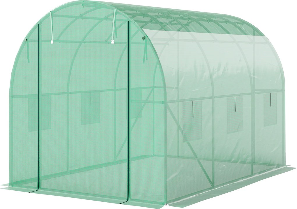 Estufa Túnel de Jardim, 300 x 200 x 195 cm, Cobertura Espessa de 170 g/m², Verde