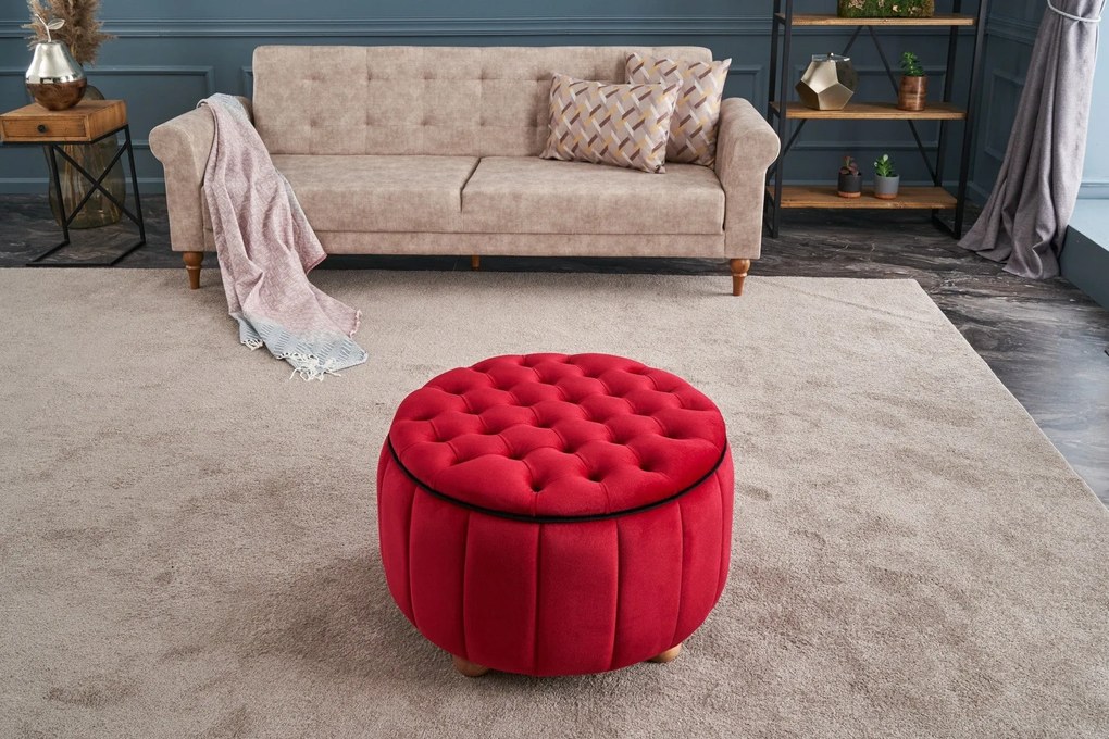 Pouffe Jasmin – Vermelho – 65x42x65 cm