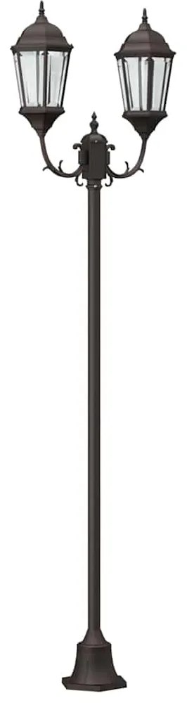Poste de Luz de Jardim vidaXL 2-Lâmpadas E27 Bronze 220 cm Alumínio