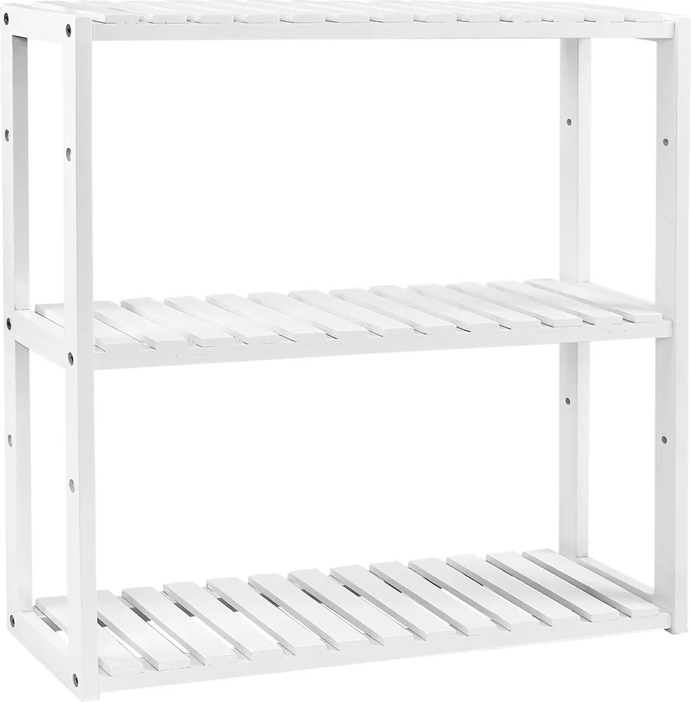 Estante de bambu com 3 prateleiras 60 x 54 x 15 cm Branco