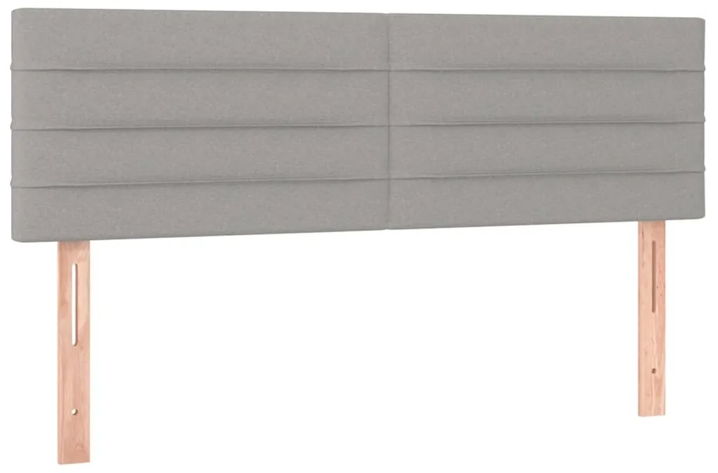 Cabeceira de cama c/ luzes LED tecido 144x5x78/88cm cinza-claro