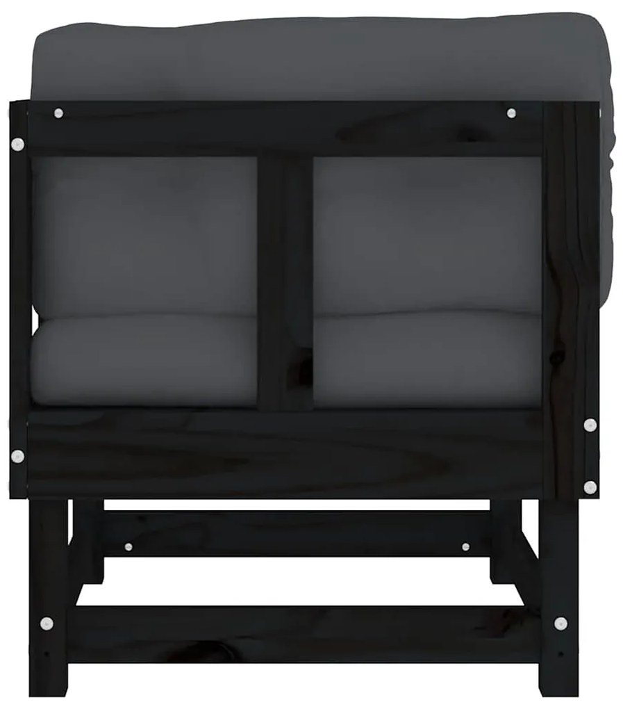 Sofás de canto com almofadões 2 pcs pinho maciço preto