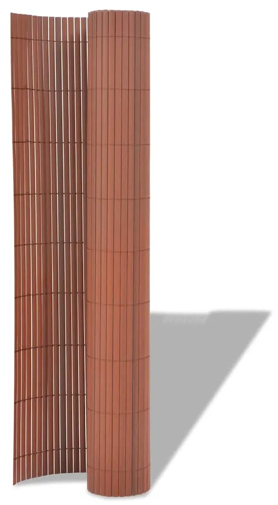 Cerca de jardim dupla face PVC 90x300 cm castanho