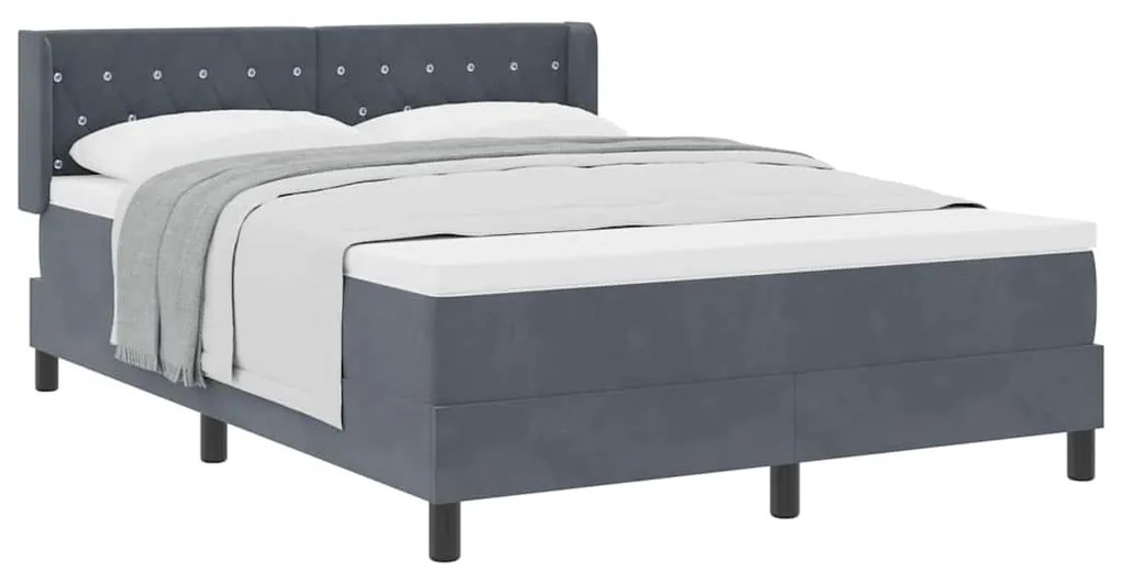 Cama Box Spring vidaXL com Colchão Cinza Escuro 140x200 cm Veludo