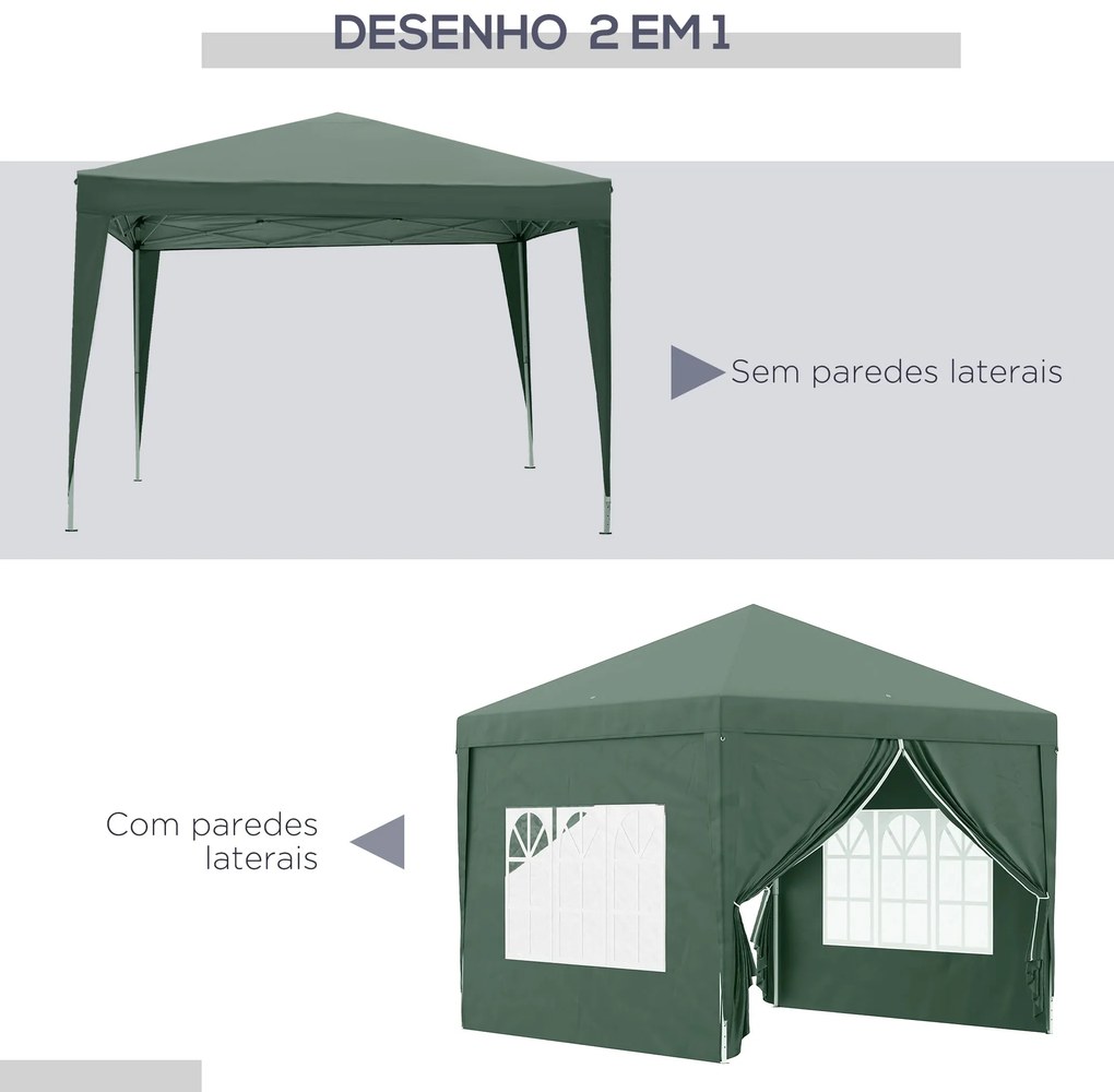 Tenda de Jardim com Paredes Laterais Amovíveis Janelas Porta com Zíper