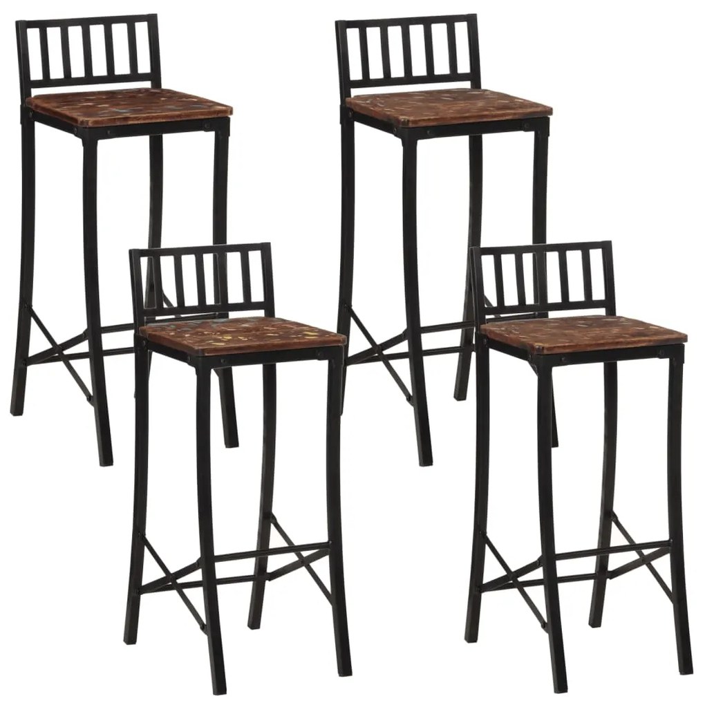 vidaXL Cadeiras de bar 4 pcs madeira recuperada maciça