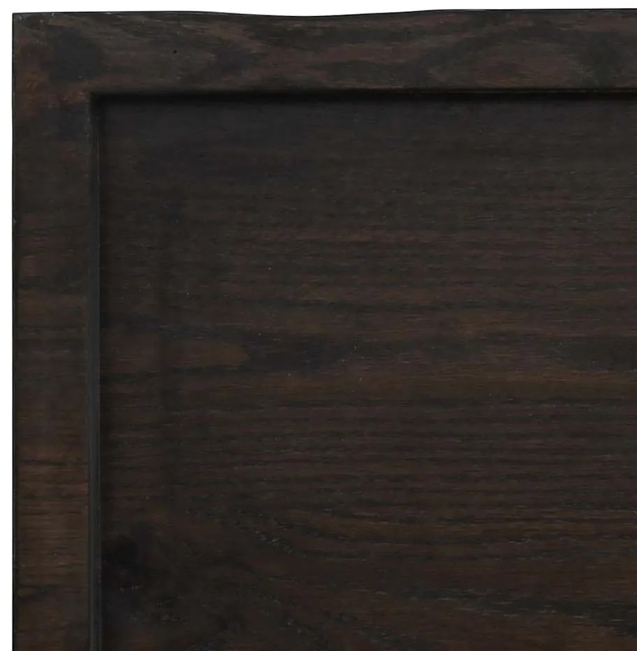Tampo de mesa com bordas vivas maciço tratado castanho-escuro