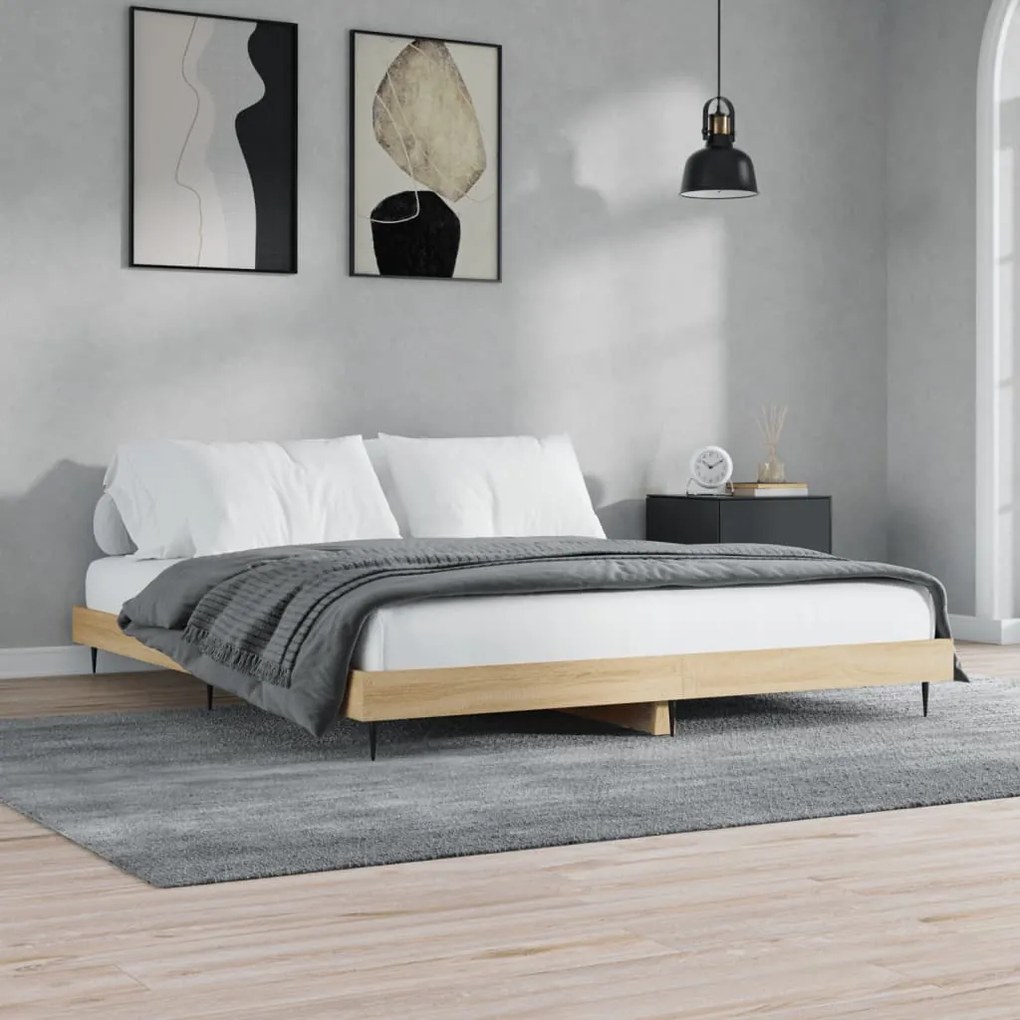 Estrutura cama s/ colchão derivados de madeira carvalho sonoma