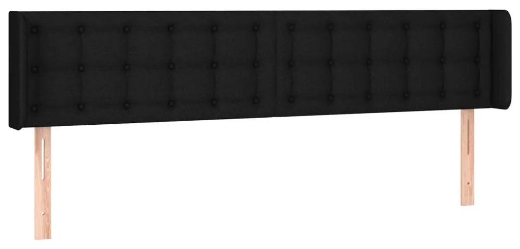 Cabeceira de cama c/ luzes LED tecido 183x16x78/88 cm preto