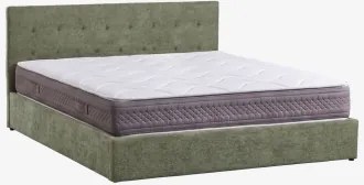 Cama Com Baú Articulado Estofada Abiel 180 X 200 Cm & Chenille Verde Sálvia & 180 X 200 Cm - Ivanor - Sklum