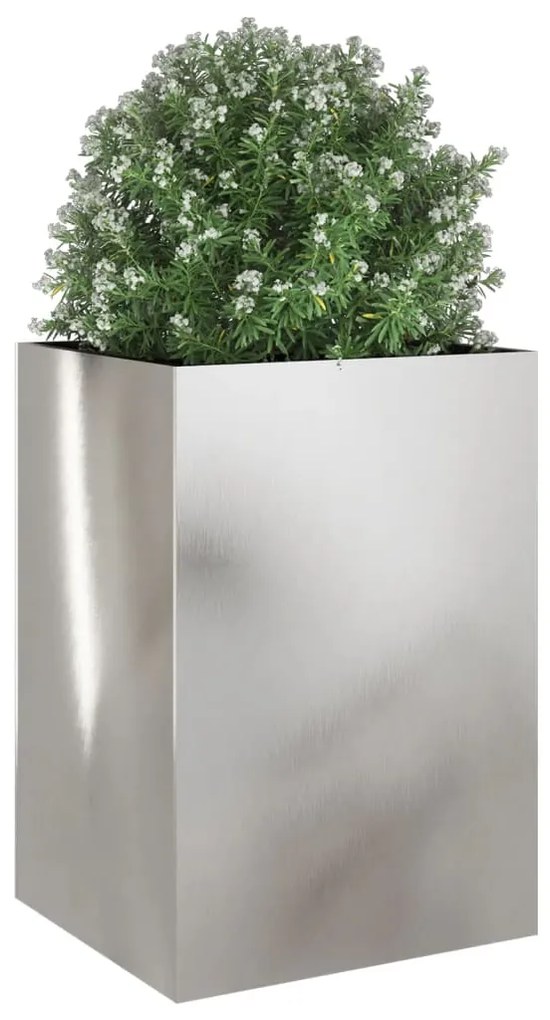 Vaso/floreira 52x48x75 cm aço inoxidável prateado