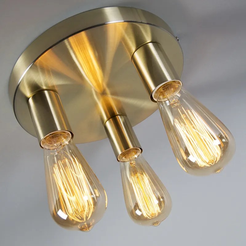 Candeeiro de teto Art Deco dourado redondo - Facil 3