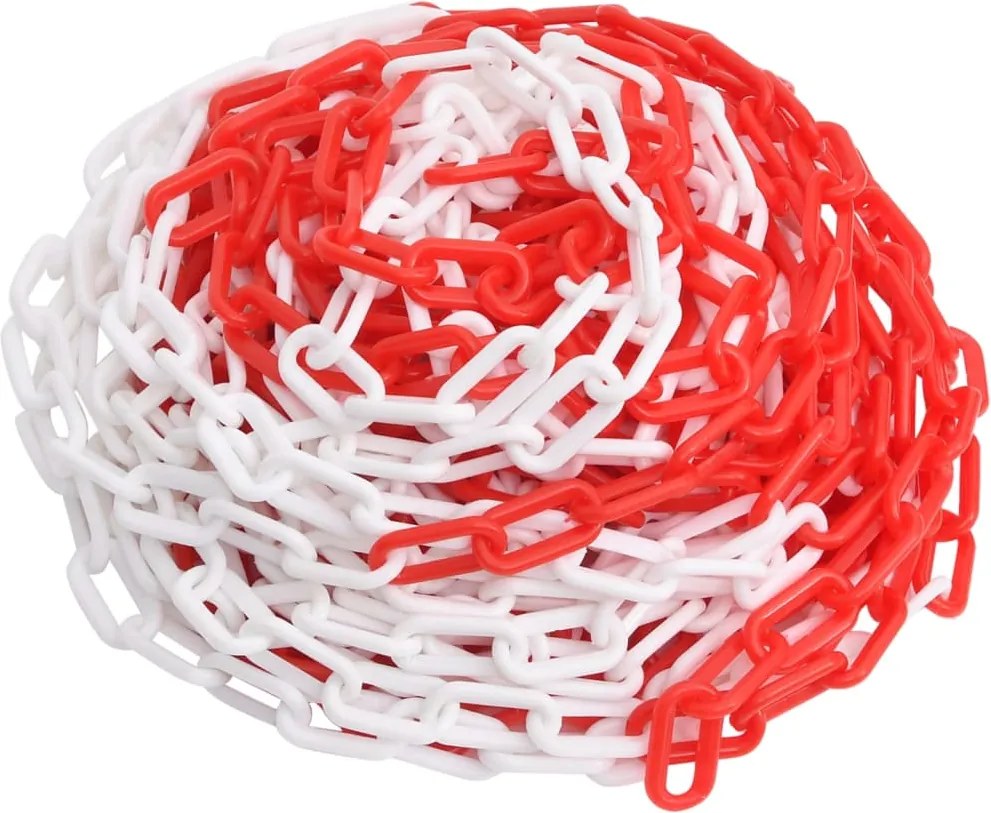 vidaXL Corrente de sinalização plástico 30 m Ø4 mm vermelho e branco