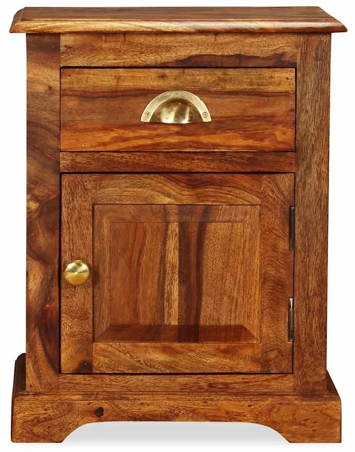 Mesa de cabeceira em madeira sólida de acácia 40x30x50 cm