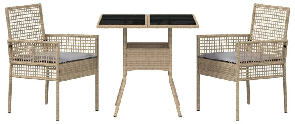 Conjunto de Jantar de 3 Peças Bege Polirattan