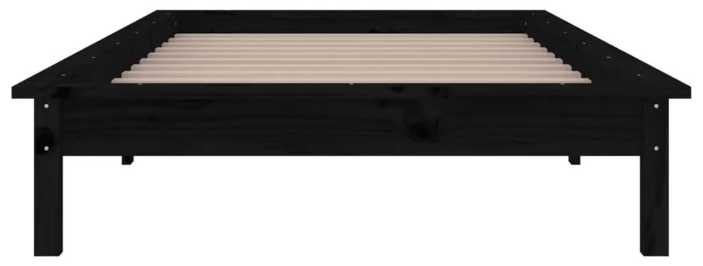 Estrutura de cama c/ LED solteiro 90x190cm madeira maciça preto
