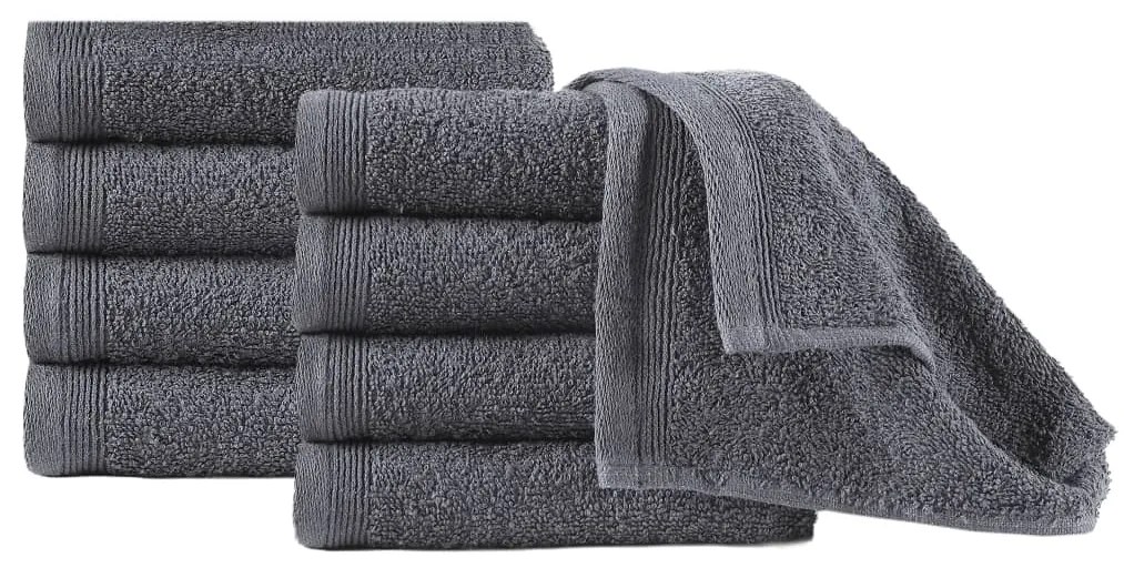 vidaXL Toalhas de hóspedes 10 pcs algodão 450 g 30x50 cm antracite