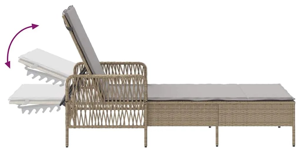 Espreguiçadeira Bege e cinza claro Rattan PE 157 x 55 x 92 cm