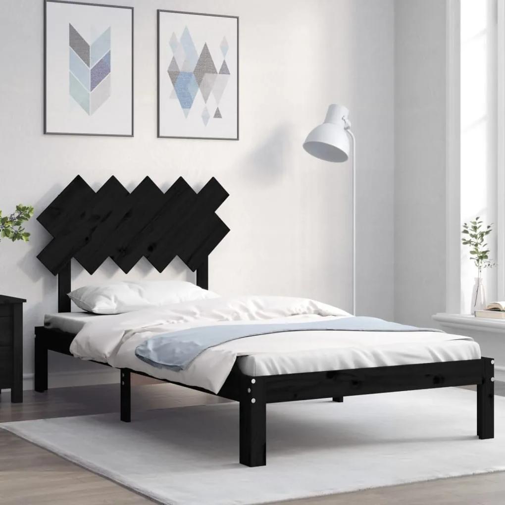3193720 vidaXL Estrutura de cama com cabeceira 100x200 cm madeira maciça preto