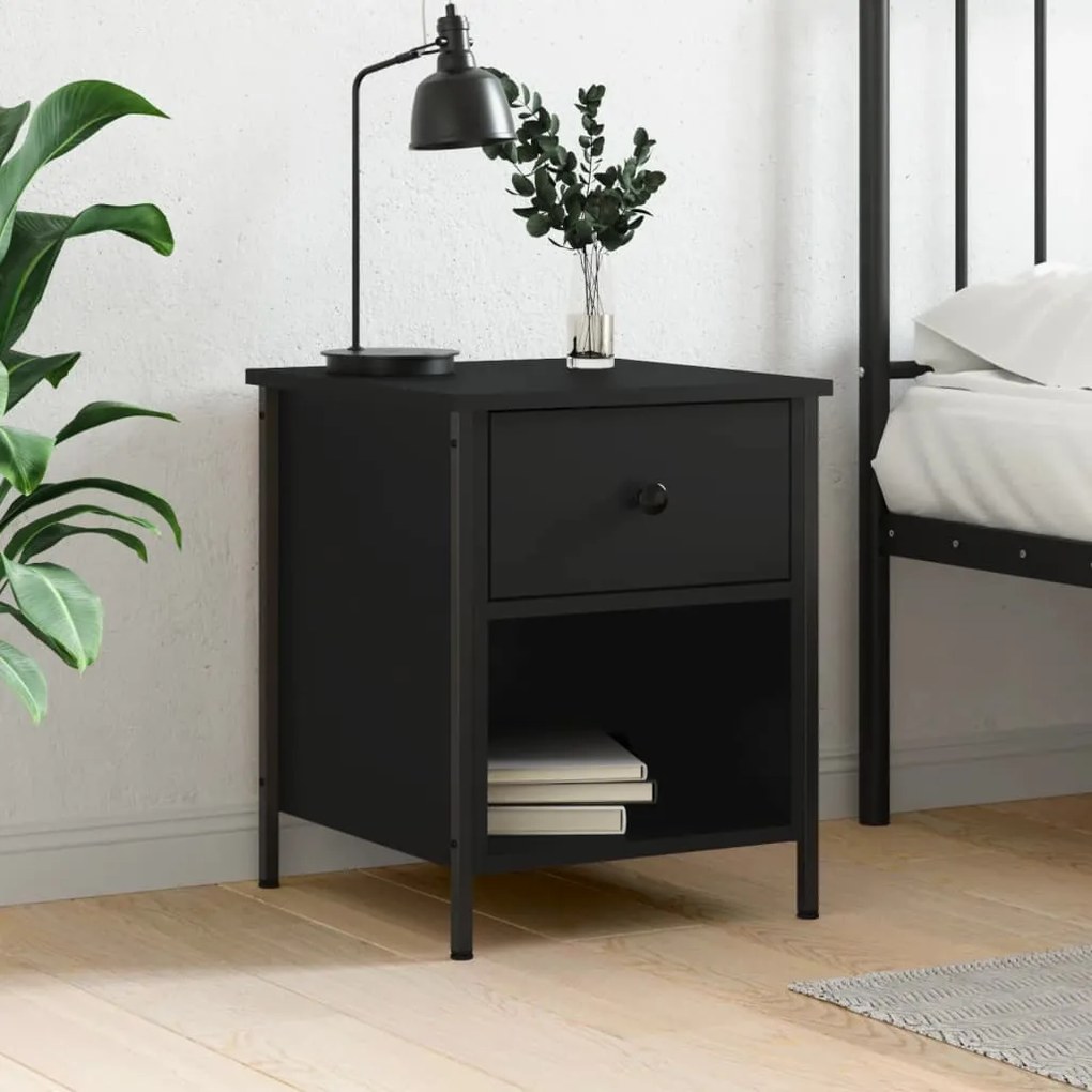 vidaXL Mesa de cabeceira 40x42x50 cm derivados de madeira preto