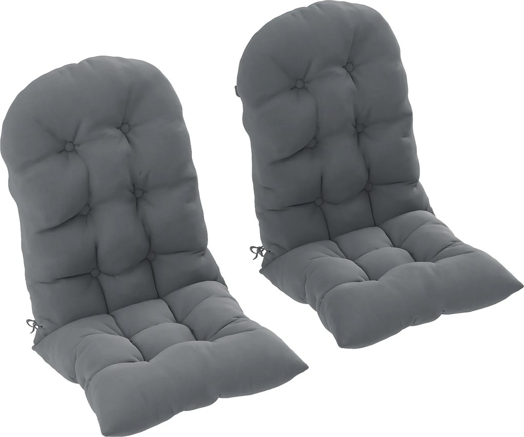 Outsunny Conjunto de 2 Almofadas de Assento para Cadeira Adirondack com Presilhas Seguras, Design Capitonê Macio e Espesso, Cinza | Aosom Portugal