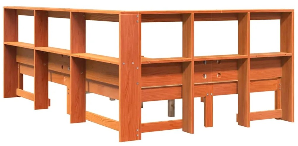 Cama com estante sem colchão 135x190 cm pinho maciço