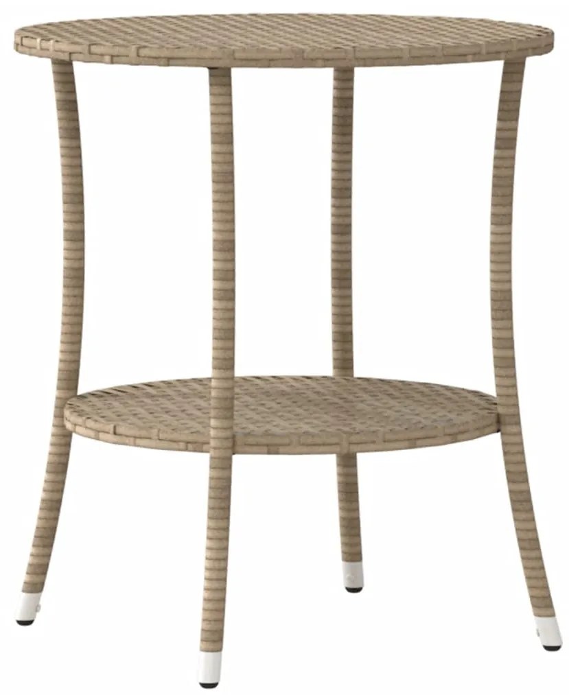 Cadeiras de jardim reclináveis 2 pcs com mesa vime PE bege