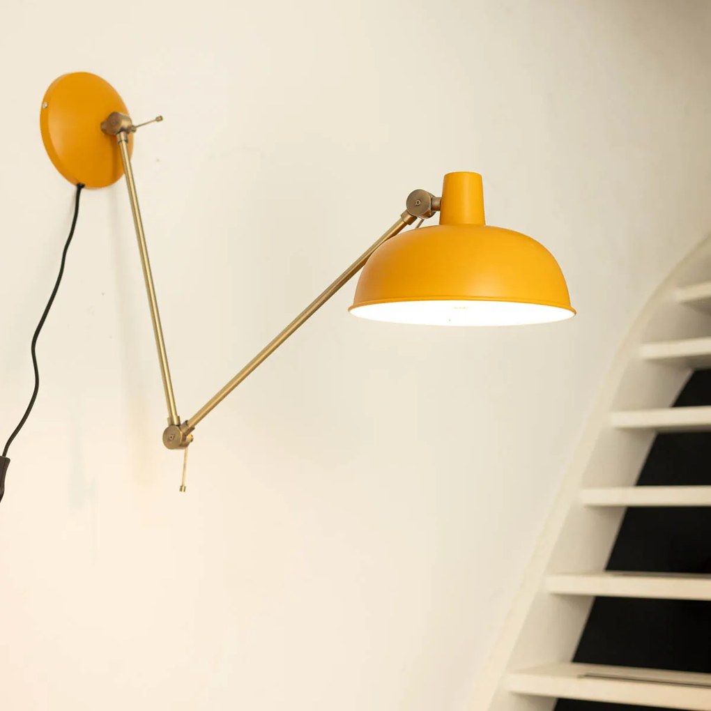 Candeeiro de parede retro amarelo com bronze - Milou